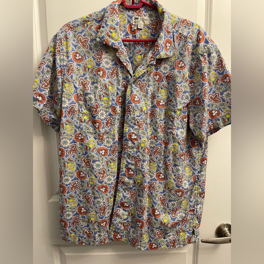 J. Crew Blue and Red Paisley Button Down Shirt - Large